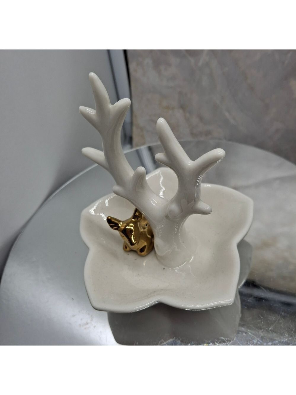Ring Tree White and Gold Antler Jewelry Holder